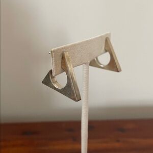 Vintage Sterling Silver Geometric Deco Unique Southwest Triangle Earrings